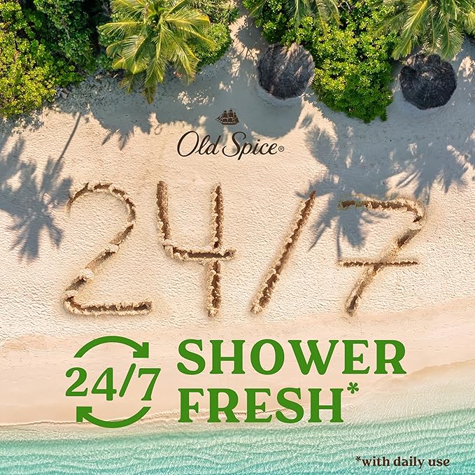 Old Spice Body Wash for Men, 24/7 Shower Fresh with Lasting Scent, Cleanse & Refresh, Gentle on Skin, Vitamin B3, Fiji with Palm Tree + Coconut Scent, 25 oz (Pack of 4)