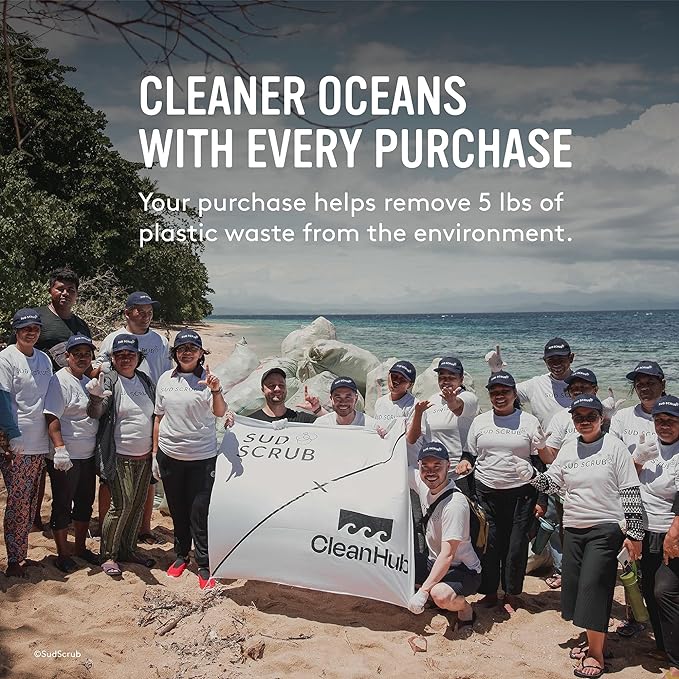 Sud Scrub® Antimicrobial Silicone Body Scrubber, Exfoliating Body Scrubber for Sensitive Skin, Eco Friendly Shower Scrubber for Body, Silicone Body Brush for Showering, Clay