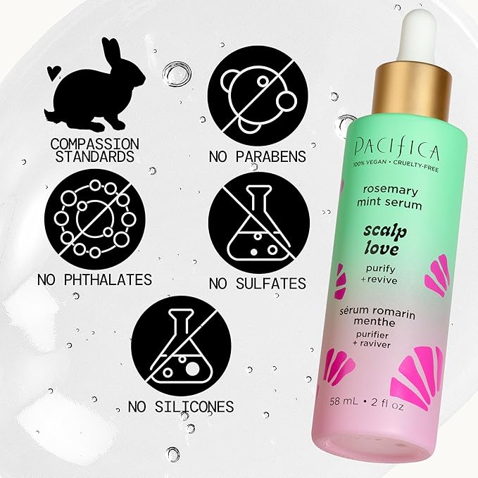 Pacifica Scalp Serum – Rosemary Mint Scalp Love Serum - Scalp Treatment for Dry Itchy Scalp w/Witch Hazel for Scalp Detox & Moisturizing, Vegan & Cruelty-Free, 2 oz