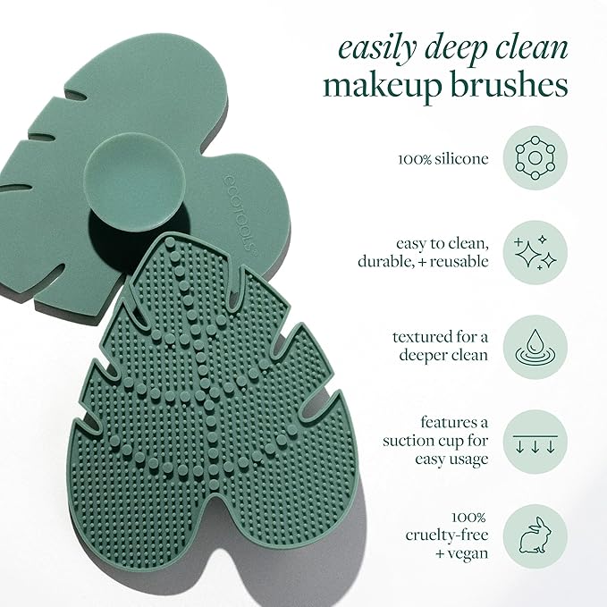 EcoTools Makeup Brush Cleansing Pad + Deep Clean Shampoo Bundle, Brush Cleaner Mat & Makeup Brush Cleanser For Deep Cleaning Tools, Clean Formula, Cruelty-Free, & Vegan, 2 Piece Set