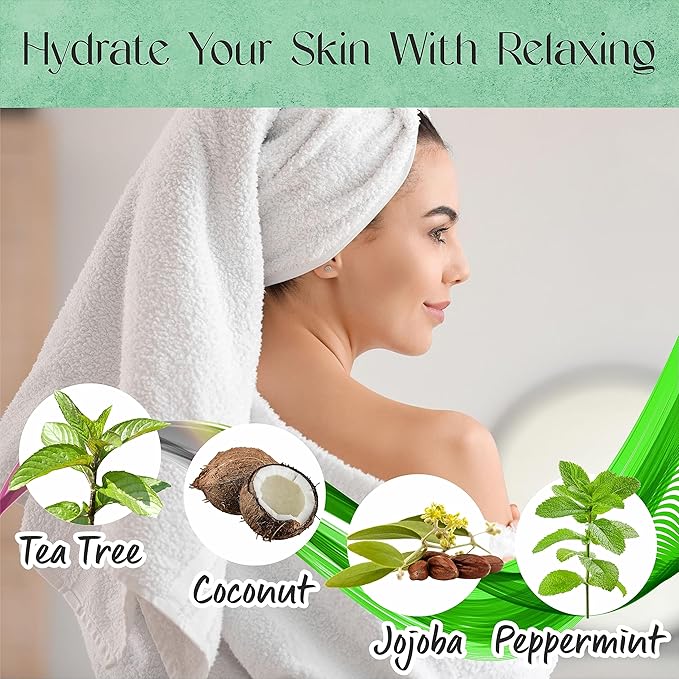 Tea Tree Body Wash with Mint & Shower Gel with Vitamin E for Jock Itch, Eczema, Ringworm, Body Odor, Body Wash Women & Men with Added Body Oils,LARGE 20.2 FL Oz Bottle (Tea Tree Mint, Pack of 2)